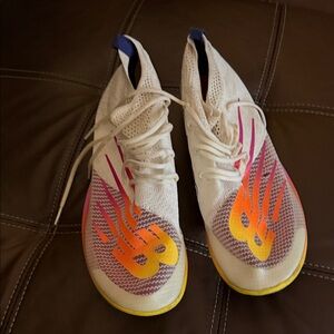 New Balance White with Pink and Orange Accents Sneakers
